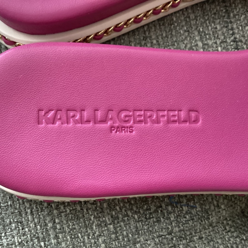 KARL LAGERFELD PARIS Women's Bijou Embellished Slide Sandals, size 7 - Picture 2 of 13